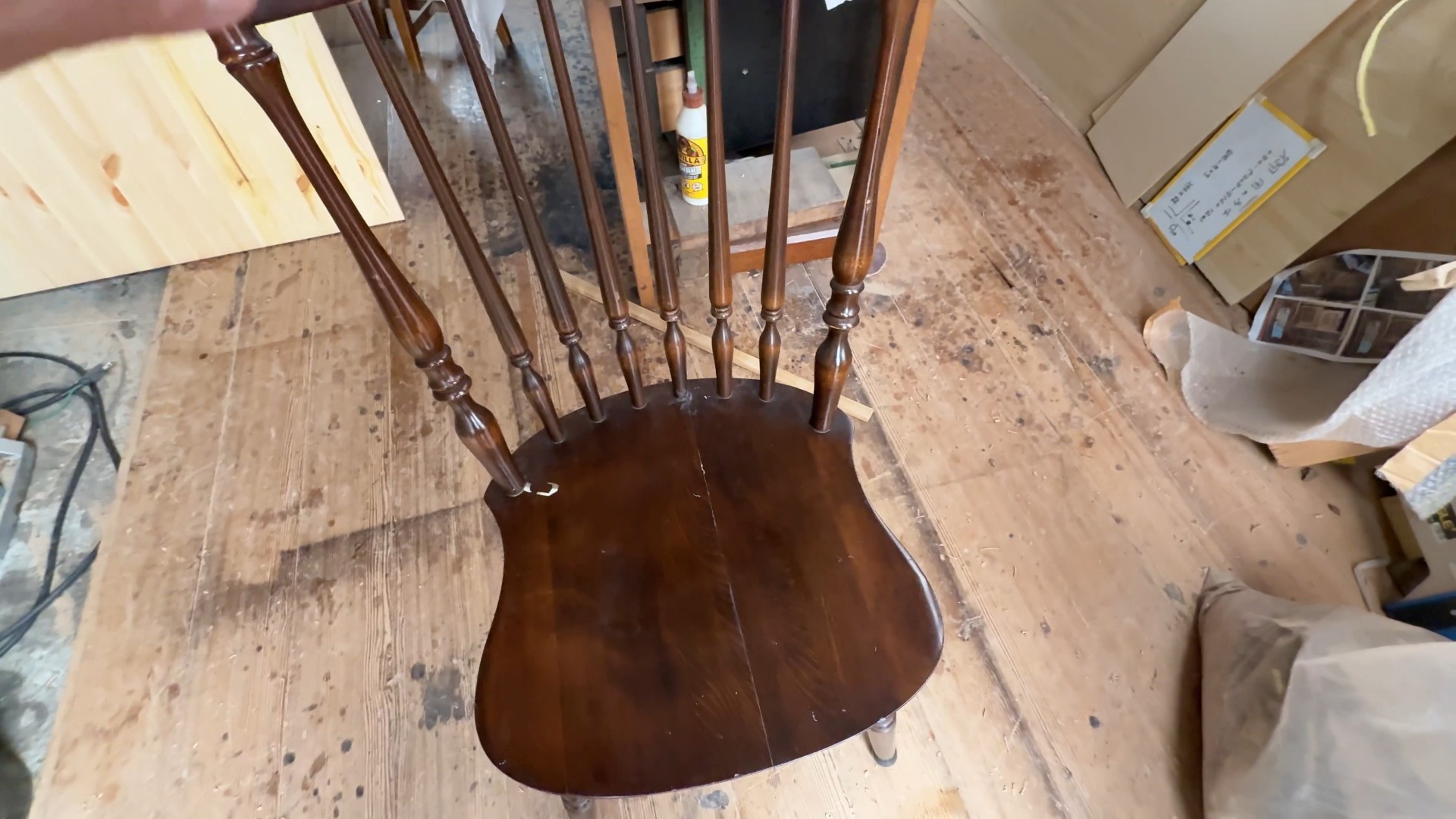 接着と補強で直ったウィンザーチェア